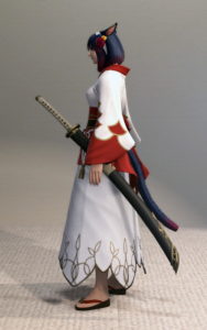 プリンセス・ロングスカートと紅染姫君浴衣でファッション侍のミラプリ・左