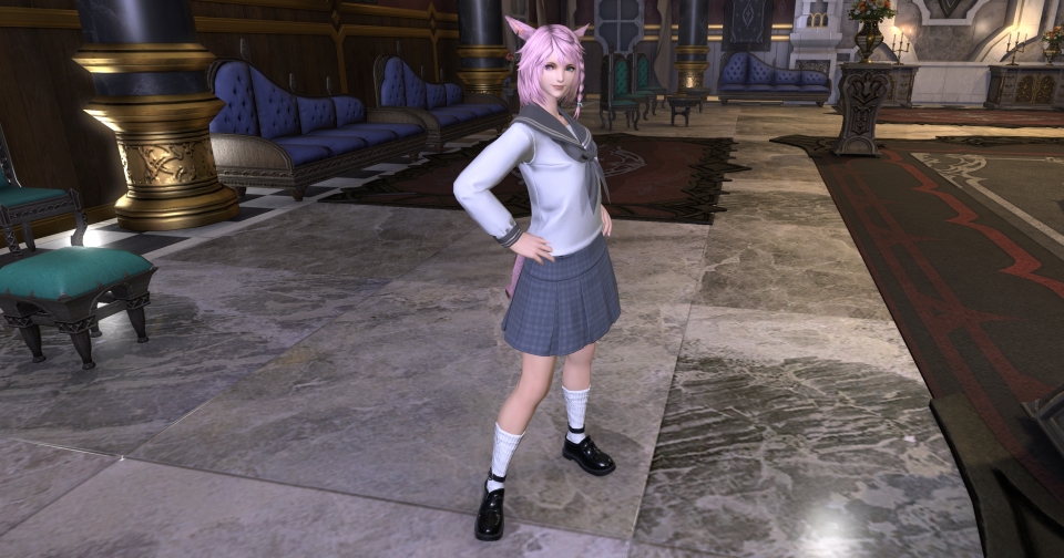 エデュカント・セーラートップスとヴァレンティオンカンフィー・スカートで春先JKミラプリ